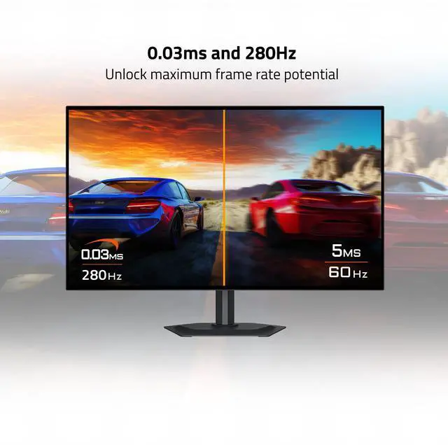 GIGABYTE 27 inch QHD 2K 1440P 280Hz with AMD FreeSync Premium Pro & G SYNC Compatible 0 03ms HDR500 USB C KVM OLED Gaming Computer Monitor with Height adjustable  Pivot  Swivel and Tilt stand MO27Q28G