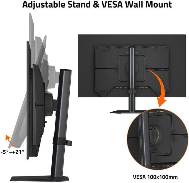 GIGABYTE 27 inch QHD 2K 1440P 280Hz with AMD FreeSync Premium Pro & G SYNC Compatible 0 03ms HDR500 USB C KVM OLED Gaming Computer Monitor with Height adjustable  Pivot  Swivel and Tilt stand MO27Q28G