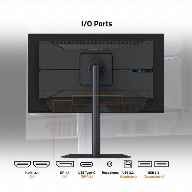 GIGABYTE 27 inch UHD 4K 240Hz with AMD FreeSync Premium Pro &  G SYNC Compatible HDR400 USB C KVM OLED Gaming Computer Monitor with Height adjustable  pivot  tilt and swivel stand MO27U2
