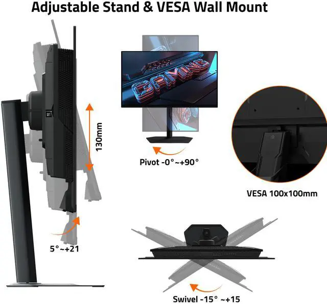 GIGABYTE 27 inch UHD 4K 240Hz with AMD FreeSync Premium Pro &  G SYNC Compatible HDR400 USB C KVM OLED Gaming Computer Monitor with Height adjustable  pivot  tilt and swivel stand MO27U2