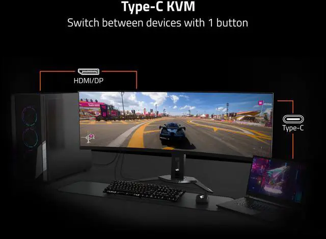 GIGABYTE 27 inch UHD 4K 240Hz with AMD FreeSync Premium Pro &  G SYNC Compatible HDR400 USB C KVM OLED Gaming Computer Monitor with Height adjustable  pivot  tilt and swivel stand MO27U2