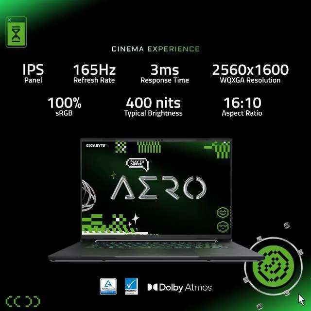 GIGABYTE AERO X16; Copilot  PC   165Hz 2560x1600 WQXGA   NVIDIA GeForce RTX 5070   AMD Ryzen AI 7 350   1TB SSD with 16GB DDR5 RAM   Windows 11 Home   Lunar White  GIGABYTE AERO X16 1WH93USC94DH
