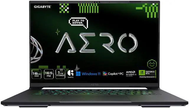 GIGABYTE AERO X16; Copilot  PC   165Hz 2560x1600 WQXGA   NVIDIA GeForce RTX 5070   AMD Ryzen AI 7 350   1TB SSD with 16GB DDR5 RAM   Windows 11 Home   Lunar White  GIGABYTE AERO X16 1WH93USC94DH