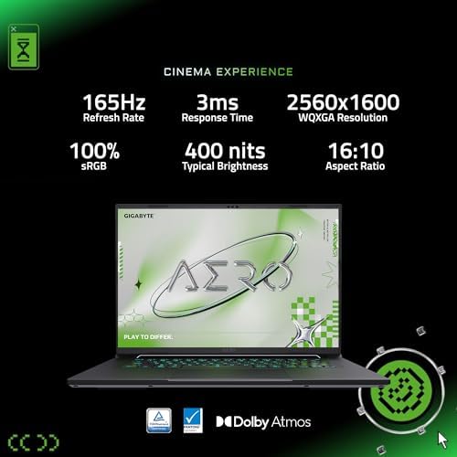 GIGABYTE AERO X16; Copilot  PC   165Hz 2560x1600 WQXGA   NVIDIA GeForce RTX 5070   AMD Ryzen AI 9 HX 370 1TB SSD with 32GB DDR5 RAM   Windows 11 Home   Space Gray AERO X16 2WHA3USC64AH