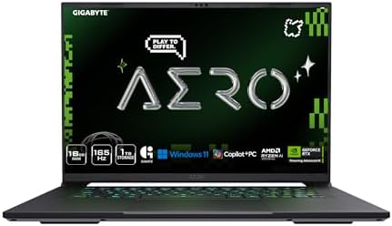 GIGABYTE AERO X16; Copilot  PC   165Hz 2560x1600 WQXGA   NVIDIA GeForce RTX 5070   AMD Ryzen AI 9 HX 370 1TB SSD with 32GB DDR5 RAM   Windows 11 Home   Space Gray AERO X16 2WHA3USC64AH