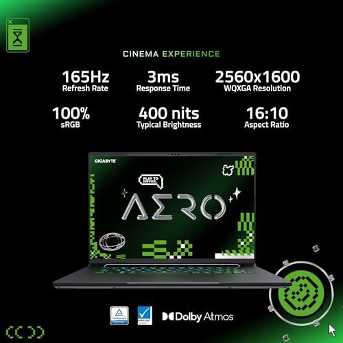 GIGABYTE AERO X16; Copilot  PC   165Hz 2560x1600 WQXGA   NVIDIA GeForce RTX 5060   AMD Ryzen AI 7 350 1TB SSD with 16GB DDR5 RAM   Windows 11 Home   Space Gray