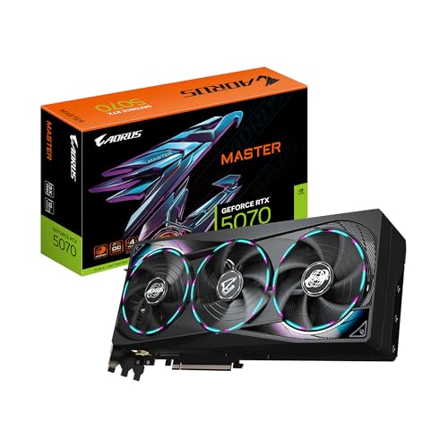 GIGABYTE AORUS GeForce RTX 5070 Master 12G Graphics Card  12GB 192 bit GDDR7  PCIe 5 0  WINDFORCE Cooling System  GV N5070AORUS M 12GD Video Card