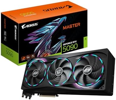 GIGABYTE AORUS GeForce RTX 5090 Master 32G Graphics Card  by NVIDIA  WINDFORCE Cooling System  DisplayPort & HDMI   Video Output Interface  32GB 512 bit GDDR7  GV N5090AORUS M 32GD Video Cardo