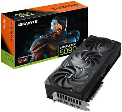 GIGABYTE AORUS GeForce RTX 5090 Master 32G Graphics Card  by NVIDIA  WINDFORCE Cooling System  DisplayPort & HDMI   Video Output Interface  32GB 512 bit GDDR7  GV N5090AORUS M 32GD Video Cardo