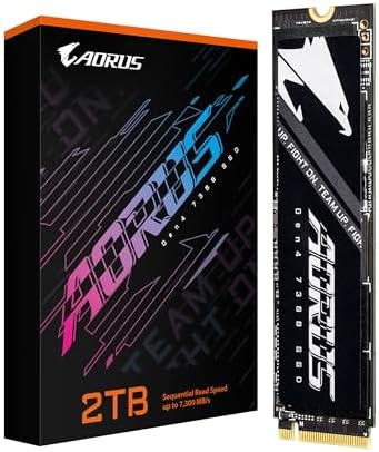 GIGABYTE AORUS Gen4 7300 SSD 2TB  w/o Heat Spreader  PCIe 4 0 NVMe M 2 Internal Solid State Drive with Read Speed Up to 7300MB/s  Write Speed Up to 6850MB/s  AG4732TB N