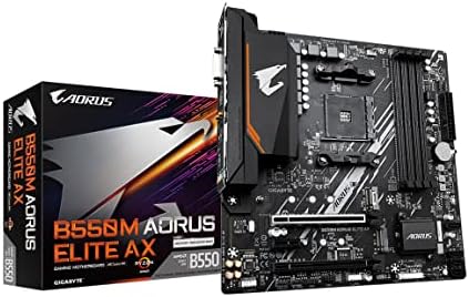 GIGABYTE B550M AORUS Elite AX  rev 1 3  Motherboard  Supports AMD AM4 Ryzen 5000 Processors  Micro ATX  DDR4  Single M 2  SATA 6Gb/s  Realtek GbE LAN  PCIe 4 0