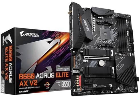 GIGABYTE B550M AORUS Elite AX  rev 1 3  Motherboard  Supports AMD AM4 Ryzen 5000 Processors  Micro ATX  DDR4  Single M 2  SATA 6Gb/s  Realtek GbE LAN  PCIe 4 0