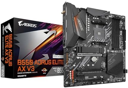 GIGABYTE B550M AORUS Elite AX  rev 1 3  Motherboard  Supports AMD AM4 Ryzen 5000 Processors  Micro ATX  DDR4  Single M 2  SATA 6Gb/s  Realtek GbE LAN  PCIe 4 0