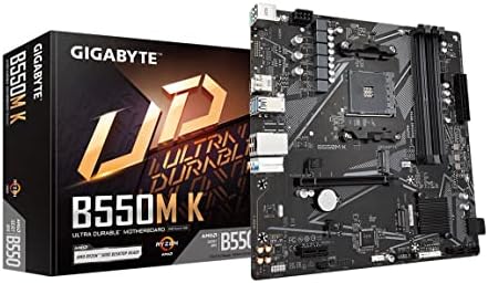 GIGABYTE B550M K Motherboard  Supports AMD AM4 Ryzen 5000 Processors  Micro ATX  DDR4  Dual M 2  SATA 6Gb/s  Realtek GbE LAN  PCIe 4 0