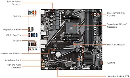 GIGABYTE B550M K Motherboard  Supports AMD AM4 Ryzen 5000 Processors  Micro ATX  DDR4  Dual M 2  SATA 6Gb/s  Realtek GbE LAN  PCIe 4 0