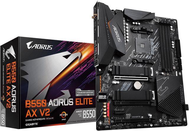 GIGABYTE B550 AORUS ELITE AX V2 AM4 AMD B550 ATX Motherboard with Dual M 2  SATA 6Gb/s  USB 3 2 Gen 2  2 4/5 GHz Dual Band  2 5 GbE LAN  PCIe 4 0