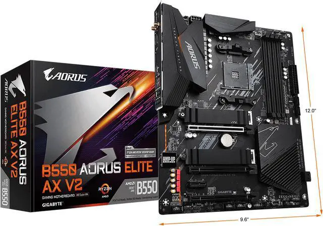 GIGABYTE B550 AORUS ELITE AX V2 AM4 AMD B550 ATX Motherboard with Dual M 2  SATA 6Gb/s  USB 3 2 Gen 2  2 4/5 GHz Dual Band  2 5 GbE LAN  PCIe 4 0