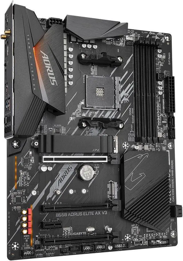 GIGABYTE B550 AORUS ELITE AX V3 AM4 AMD B550 ATX Motherboard with Dual M 2  SATA 6Gb/s  USB 3 2 Gen 2  Wi Fi 6  1GbE LAN  PCIe 4 0