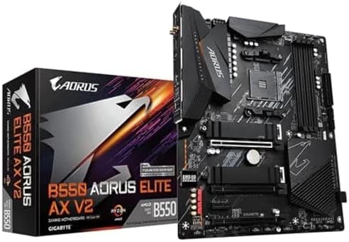 GIGABYTE B550 AORUS ELITE AX V2 Motherboard  Supports AMD AM4 Ryzen 5000 Processors  ATX  DDR4  Dual M 2  SATA 6Gb/s  2 4/5 GHz Dual Band  2 5 GbE LAN  PCIe 4 0