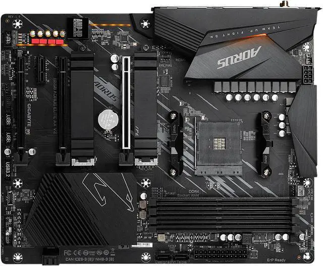 GIGABYTE B550 AORUS ELITE AX V2 AM4 AMD B550 ATX Motherboard with Dual M 2  SATA 6Gb/s  USB 3 2 Gen 2  2 4/5 GHz Dual Band  2 5 GbE LAN  PCIe 4 0