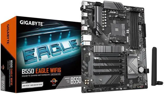 GIGABYTE B550 EAGLE WIFI6 Motherboard  Supports AMD AM4 Ryzen 5000 Processors  ATX  DDR4  2x M 2  PCIe 4 0  WIFI6  1GbE LAN  EZ Latch
