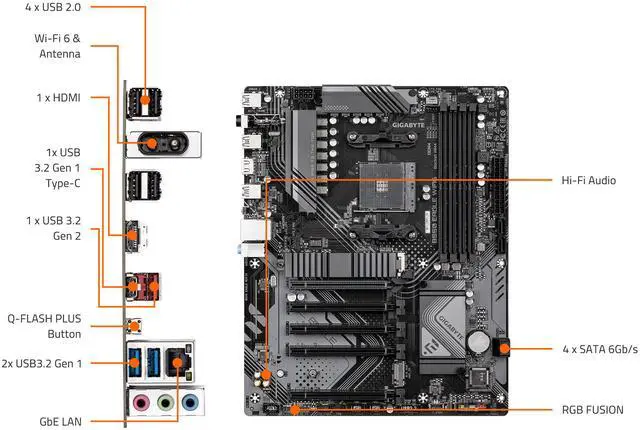 GIGABYTE B550 EAGLE WIFI6 Motherboard  Supports AMD AM4 Ryzen 5000 Processors  ATX  DDR4  2x M 2  PCIe 4 0  WIFI6  1GbE LAN  EZ Latch