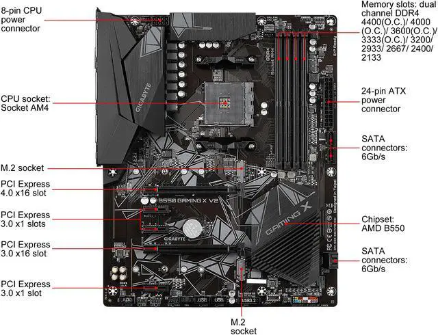 GIGABYTE B550 GAMING X V2 AM4 AMD B550 USB 3 0 ATX AMD Motherboard