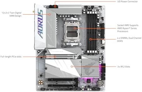 GIGABYTE B650M AORUS Elite AX  AM5/ LGA 1718/ AMD B650/ Micro ATX/ 5 Year Warranty/ DDR5/ 2  M 2/ PCIe 5 0/ USB 3 2 Gen2X2 Type C/Intel 2 5GbE LAN/Q Flash Plus/EZ Latch/Gaming Motherboard 