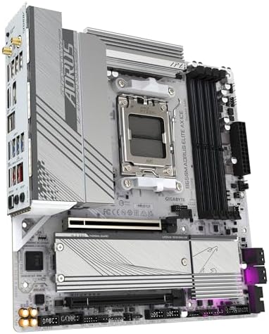 GIGABYTE B650M AORUS Elite AX  AM5/ LGA 1718/ AMD B650/ Micro ATX/ 5 Year Warranty/ DDR5/ 2  M 2/ PCIe 5 0/ USB 3 2 Gen2X2 Type C/Intel 2 5GbE LAN/Q Flash Plus/EZ Latch/Gaming Motherboard 