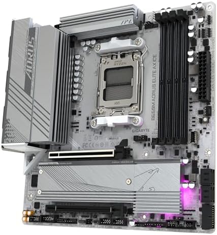 GIGABYTE B650M AORUS Elite AX  AM5/ LGA 1718/ AMD B650/ Micro ATX/ 5 Year Warranty/ DDR5/ 2  M 2/ PCIe 5 0/ USB 3 2 Gen2X2 Type C/Intel 2 5GbE LAN/Q Flash Plus/EZ Latch/Gaming Motherboard 