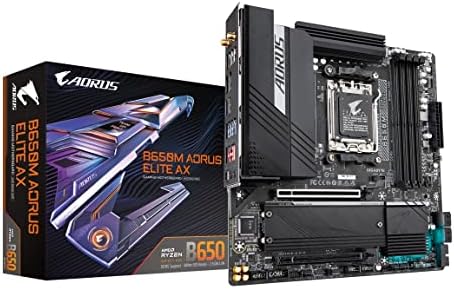 GIGABYTE B650M AORUS Elite AX AMD AM5 mATX Motherboard  Support Ryzen 9000/8000/7000 Series  DDR5  12 2 2 Power Phase  PCIe 5 0 M 2  USB C 3 2 Gen 2  WIFI6E  2 5GbE  EZ Latch  Q Flash  RGB Fusion