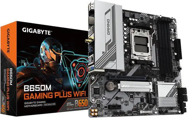 GIGABYTE B650M GAMING PLUS WIFI AM5 LGA 1718 AMD B650 M ATX  DDR5  PCIe 4 0 M 2  PCIe 4 0  USB 3 2 Gen 1 Type C  Wi Fi 6E  2 5GbE LAN