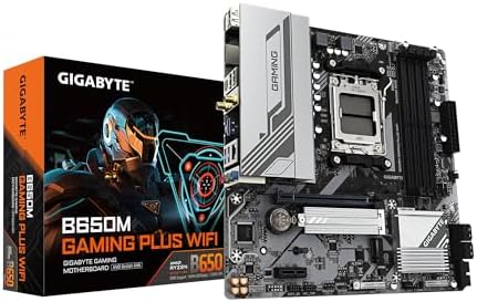GIGABYTE B650M Gaming Plus WiFi AM5 LGA 1718 AMD B650 M ATX  DDR5  PCIe 4 0 M 2  PCIe 4 0  USB 3 2 Gen 1 Type C  Wi Fi 6E  2 5GbE LAN