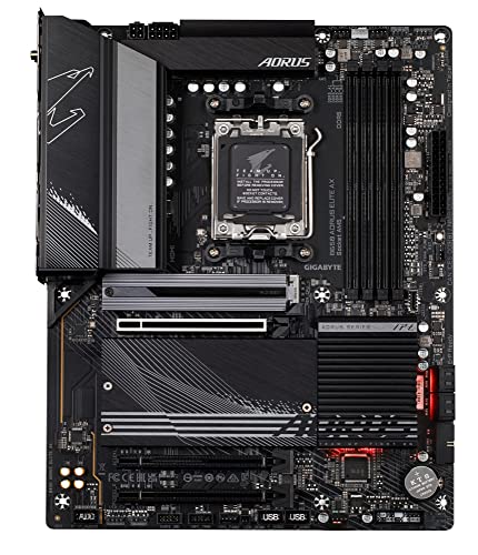 GIGABYTE B650 AORUS Elite AX  AM5/LGA 1718/ AMD B650/ATX/ 5 Year Warranty/DDR5/ M 2/ PCIe 5 0/USB 3 2 Gen2X2 Type C/WiFi 6E/2 5GbE LAN/Q Flash Plus/EZ Latch/Gaming Motherboard 