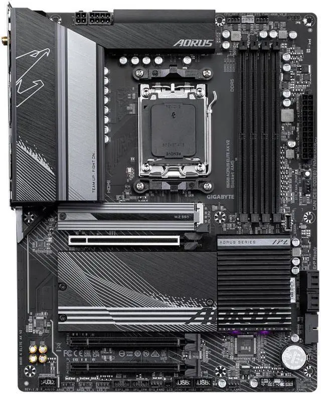 GIGABYTE B650 AORUS ELITE AX V2 AM5 LGA 1718 AMD B650 ATX Motherboard  DDR5  Triple M 2  PCIe 5 0  USB 3 2 Gen2X2 Type C  WiFi 6E  2 5GbE LAN  Q Flash Plus  EZ Latch