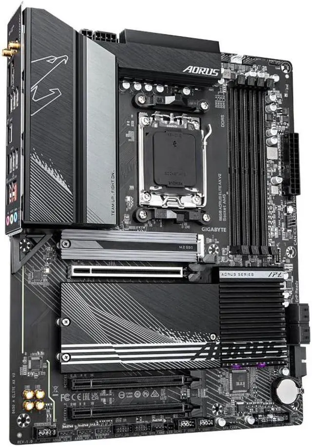 GIGABYTE B650 AORUS ELITE AX V2 AM5 LGA 1718 AMD B650 ATX Motherboard  DDR5  Triple M 2  PCIe 5 0  USB 3 2 Gen2X2 Type C  WiFi 6E  2 5GbE LAN  Q Flash Plus  EZ Latch