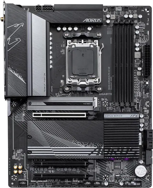 GIGABYTE B650 AORUS ELITE AX V2 AM5 LGA 1718 AMD B650 ATX Motherboard  DDR5  Triple M 2  PCIe 5 0  USB 3 2 Gen2X2 Type C  WiFi 6E  2 5GbE LAN  Q Flash Plus  EZ Latch