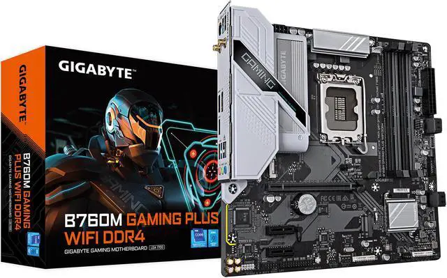 GIGABYTE B760M GAMING PLUS WIFI DDR4 LGA 1700 Intel B760 M ATX Motherboard with DDR4  2  M 2  PCIe 4 0  Front USB 3 2 Gen 1 Type C  WiFi 6 GbE LAN  Q Flash Plus  PCIe EZ Latch