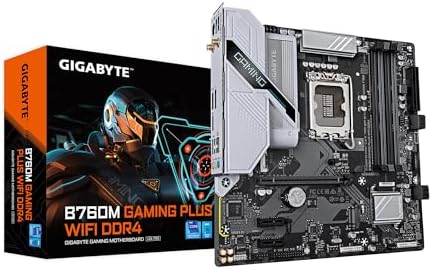 GIGABYTE B760M Gaming Plus WiFi DDR4 LGA 1700 Intel B760 M ATX Motherboard with DDR4  2  M 2  PCIe 4 0  Front USB 3 2 Gen 1 Type C  WiFi 6 GbE LAN  Q Flash Plus  PCIe EZ Latch