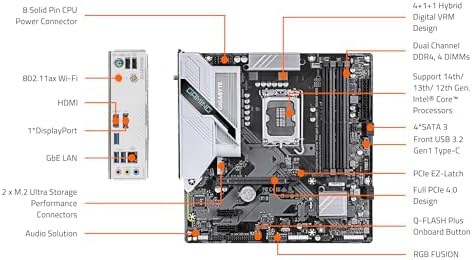 GIGABYTE B760M Gaming Plus WiFi DDR4 LGA 1700 Intel B760 M ATX Motherboard with DDR4  2  M 2  PCIe 4 0  Front USB 3 2 Gen 1 Type C  WiFi 6 GbE LAN  Q Flash Plus  PCIe EZ Latch