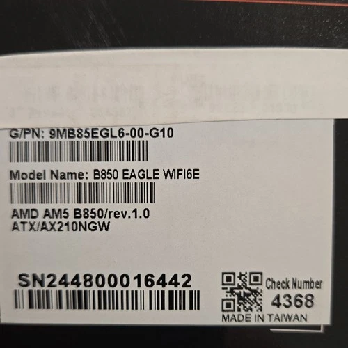 GIGABYTE B850 EAGLE WIFI6E ATX AMD AM5 DDR5 Gaming Motherboard Wi Fi RGB