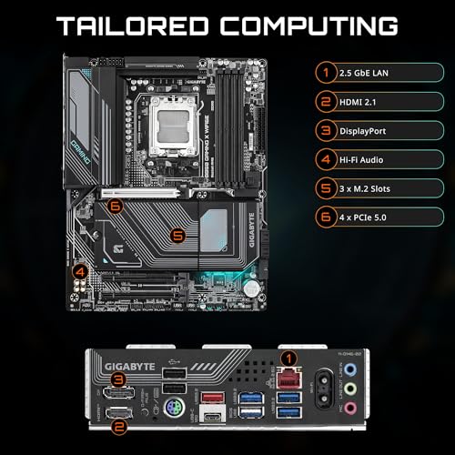 GIGABYTE B850 Gaming X WIFI6E AMD AM5 LGA 1718 Motherboard ATX DDR5 3X M 2 PCIe 5 0 USB C WIFI6E 2 5GbE LAN EZ Latch 5 Year Warranty