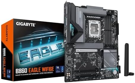 GIGABYTE B860 Eagle WIFI6E Intel Core Ultra  Series 2  LGA 1851 Motherboard  ATX  DDR5  3X M 2  PCIe 5 0  USB C  WIFI6E  2 5GbE LAN  EZ Latch