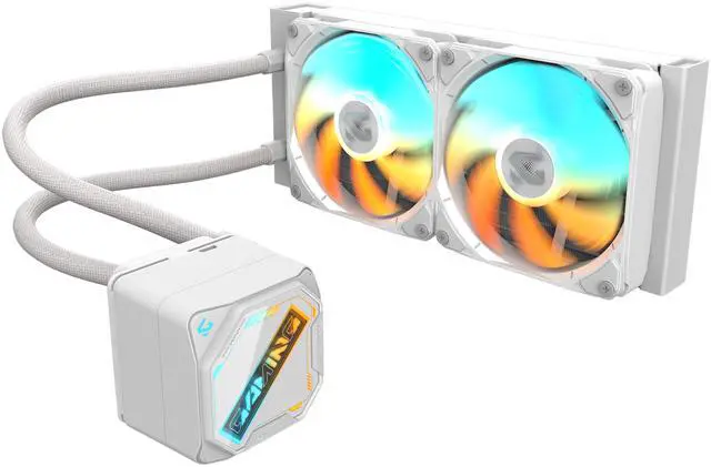 GIGABYTE GAMING 240 ICE liquid CPU Cooler  240mm Radiator with 2x 120mm low noise ARGB Fans  compatible with Intel LGA 1851  1700  115X  1200  and AMD AM5  AM4  GIGABYTE GAMING 240 ICE 