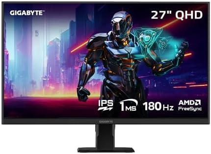 GIGABYTE GS27Q Advanced   27 IPS Gaming Monitor   QHD 2560x1440 180Hz   1ms MPRT   AMD FreeSync   HDMI  DP   Black  GS27Q A US 