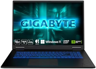 GIGABYTE Gaming A18 Gaming Laptop   165Hz 2560x1600 WQXGA   NVIDIA GeForce RTX 5070   AMD Ryzen 7 260 1TB SSD with 32GB DDR5 RAM   Windows 11 Home   Black Steel