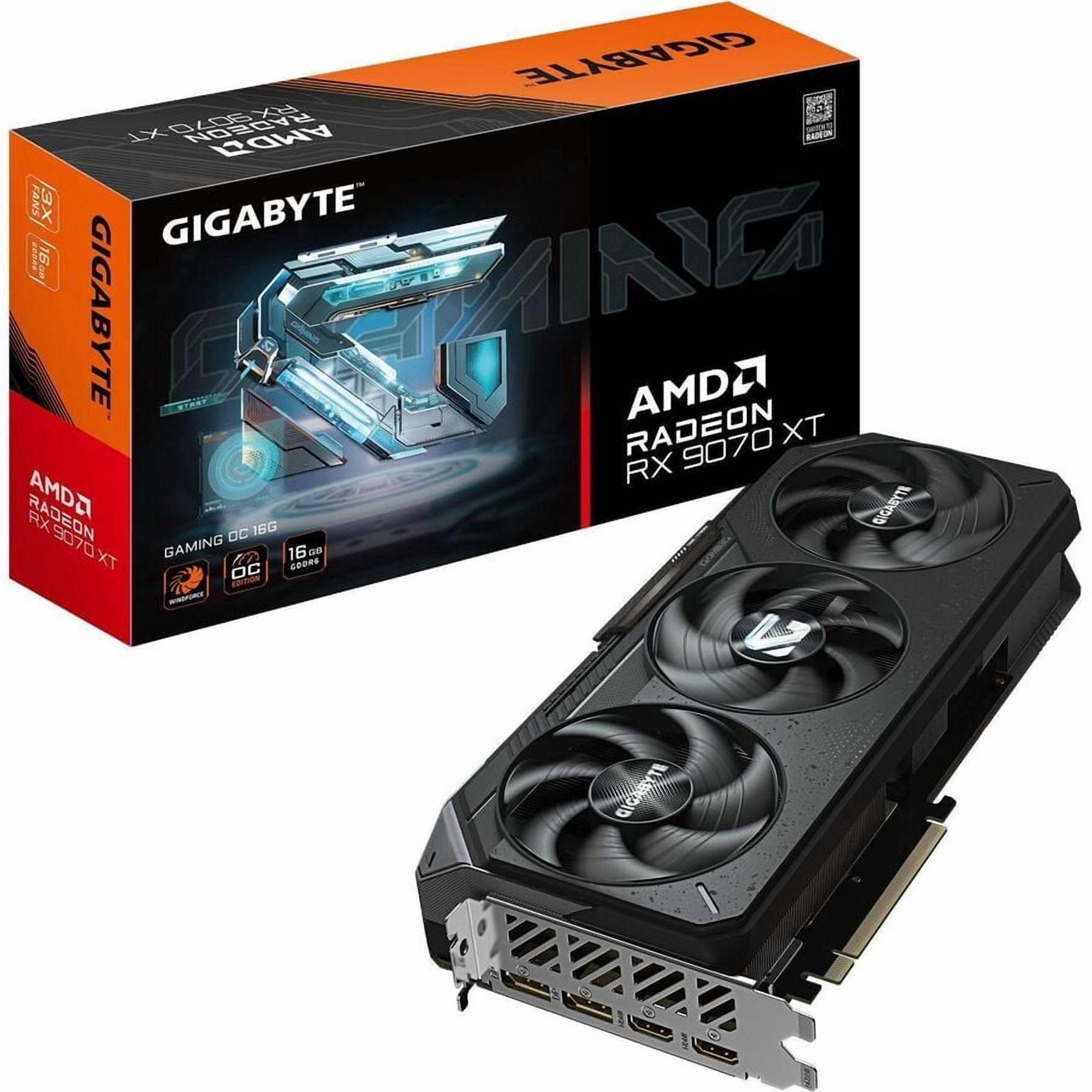 GIGABYTE Gaming Radeon RX 9070 XT 16GB GDDR6 PCI Express 5 0 x16 Graphics Card GV R9070XTGAMING OC 16GD  Black
