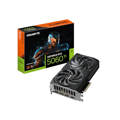 GIGABYTE GeForce RTX 5060 Ti WINDFORCE OC 8G Graphics Card  8GB 128 bit GDDR7  PCIe 5 0  WINDFORCE Cooling System  GV N506TWF2OC 8GD Video Card