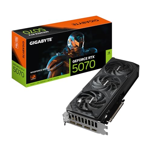 GIGABYTE GeForce RTX 5070 WINDFORCE SFF 12G Graphics Card  12GB 256 bit GDDR7  PCIe 5 0  WINDFORCE Cooling System  GV N5070WF3 12GD Video Card