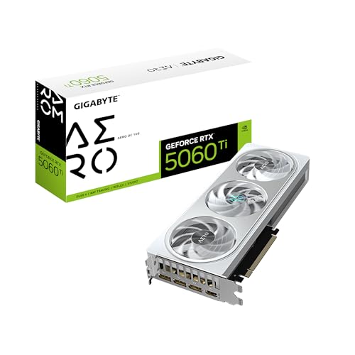 GIGABYTE Tarjeta gráfica GeForce RTX 5060 Ti AERO OC 16G, 16 GB 128 bits GDDR7, PCIe 5.0, sistema de refrigeración WINDFORCE, tarjeta de video GV-N506TAERO OC-16GD